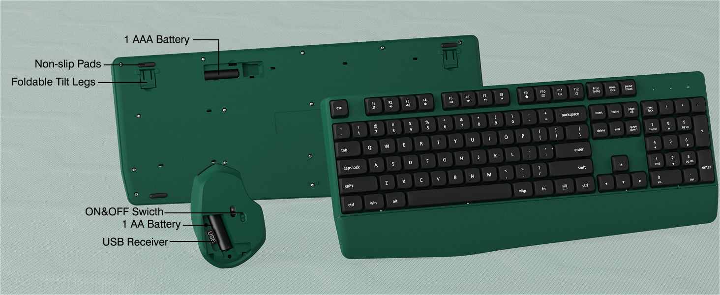 green wireless keyboard