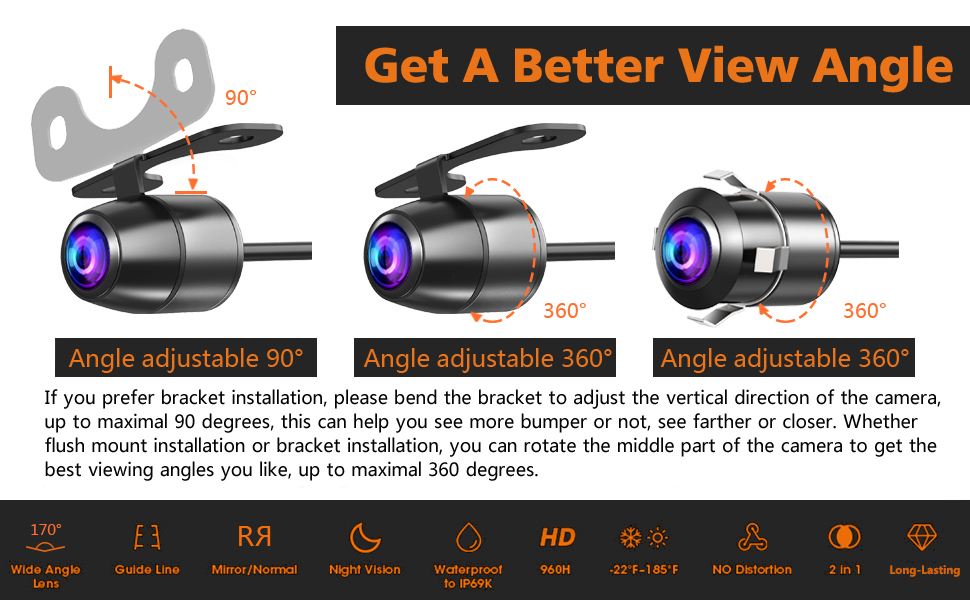 vehicle backup camera back up back up. for pick up truck car pickup rv RCA universal aftermarket