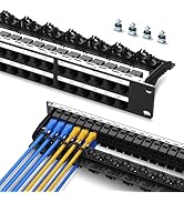 PBAEGAV Patch Panel 48 Port with 48 Pcs Cat6 Keystone Jack 10G Support with Removable Back Bar 1U...