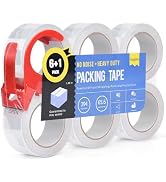 Packing Tape, No Noise Heavy Duty Clear Shipping Tape with Dispenser 1.88" x 2362''(65.6 yds), Fa...