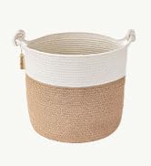 Goodpick Cotton Rope Storage Basket, 15 x 14.2 Inches Jute Woven Basket for Blankets Clothes Orga...