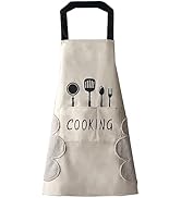 DILLMAN Women Kitchen Apron with Hand Wipe Pockets,Big Pocket,Hand-wiping, Waterproof for Cooking...