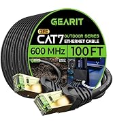 GEARit Cat7 Outdoor Ethernet Cable (100ft) SFTP Shielded Foil Twisted Pair, Pure Copper, LLDPE, W...