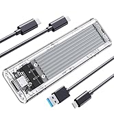 ORICO M.2 NVMe SSD Enclosure, USB 3.2 Gen 2 (10 Gbps), Transparent External Solid State Drive Ada...