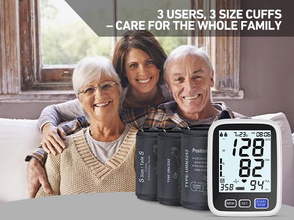 AQESO Blood Pressure Monitor, 3 Users 3 Size Cuffs