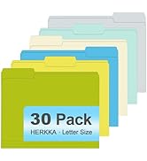 File Folder, HERKKA 30 Pack 1/3 Cut Tab File Folders, Letter Size, Assorted 6 Colors, Colored Fil...