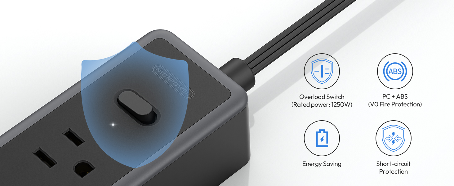 power strip surge protector 10 ft cord