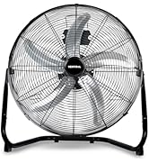 VENTISOL 20 Inch Heavy Duty Metal Industrial Floor Fan, 3-Speed High Velocity &amp; 5 Aluminum Blades...