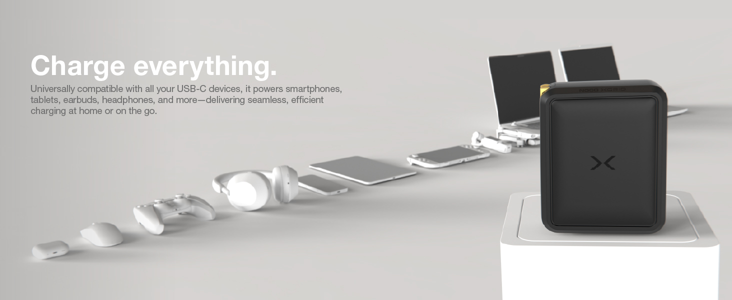 Charge everything - smartphones, tablets, laptops, headphones, earbuds, speakers, gaming controllers