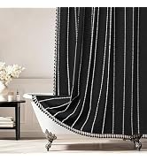 Seenus Boho Farmhouse Shower Curtain Heavyweight with Tassels, Linen Textured Fabric Farmhouse Sh...