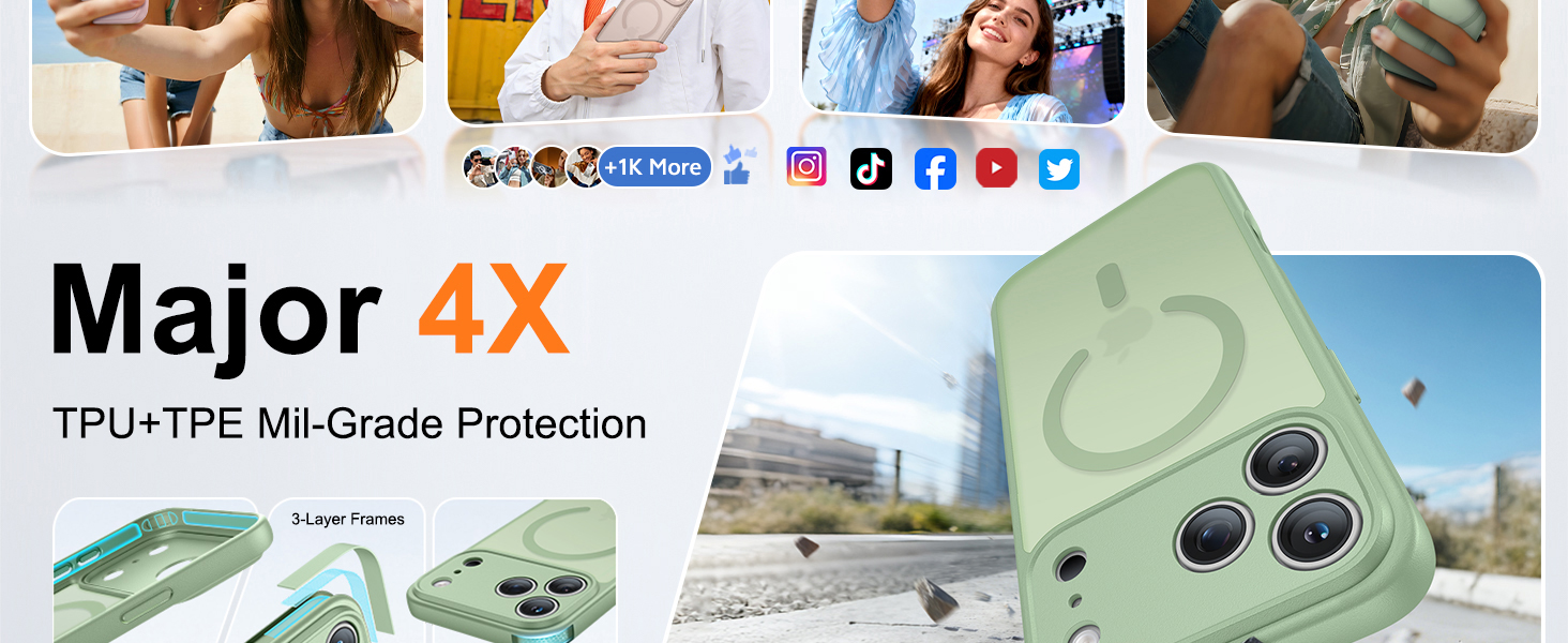 FNTCASE for iPhone 17 Pro Max Military Grade Shockproof Protective Case