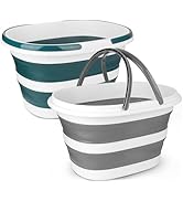 Collapsible Mop Bucket with Handle for Cleaning, 16L(4.2 Gallon) Silicone Square Mopping Bucket f...