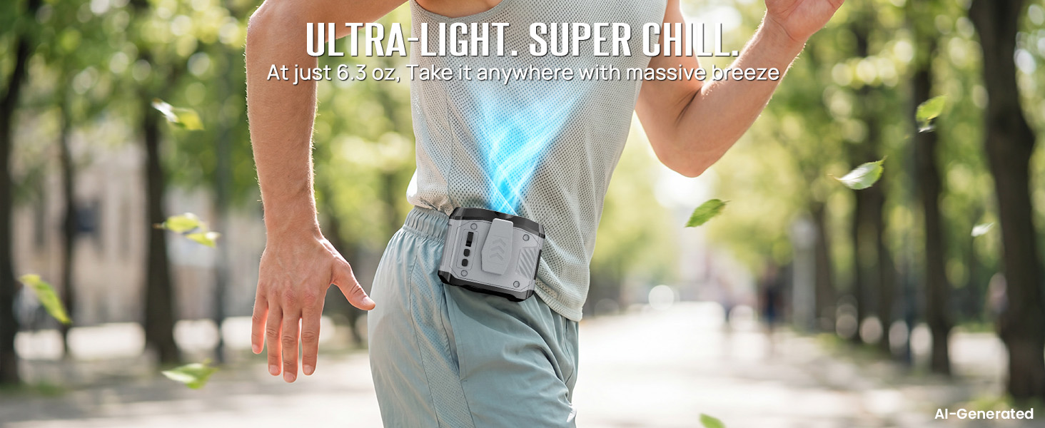 Lightweight 6.3 oz under the shirt fan clips on easily for travel, commuting, and daily summer use