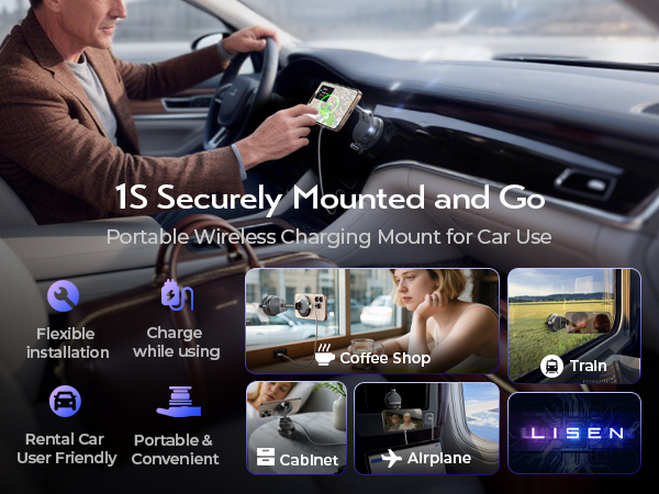 LISEN Magsafe Car Mount Charger with Suction Cup