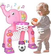 Toddler Basketball Hoop &amp; Soccer Goal, Toys for 1 2 3 Year Old Boys Girls, Kids Sports Toy with L...