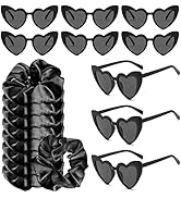 PLULON 9 Pairs Heart Shaped Sunglasses with 9 Pcs Satin Hair Scrunchies Bachelorette Party Heart ...