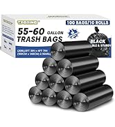 55-60 Gallon Trash Bags Heavy Duty 2.1 Mil - 100 Count Extra Thick Black Garbage Bags Unscented S...