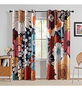 MYSKY HOME Boho Floral Blackout Curtains 84 inch Long for Living Room Thermal Insulated Privacy P...