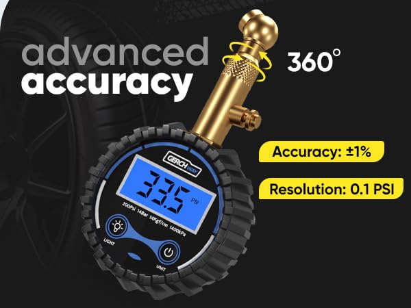 Accurate digital air pressure gauge for tires