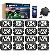 MICTUNING C4 RGBW Rock Lights Kit, 16 Pods 360° Ultra-Bright 4-Sided Wide Beam Angle Underglow Ne...