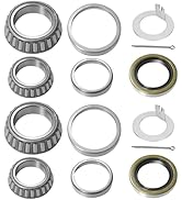 2 Sets L68149 L44649 Trailer Axle Bearing Kit with D-Style Spindle Tang Washers, Boat Trailer Bea...