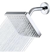 Nuodan High Pressure Rain Shower Head with 6'' Shower Arm - High Flow Square Rainfall Showerhead ...