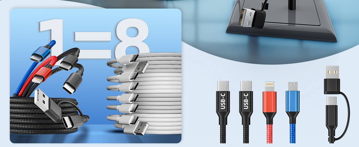 Travel 4 in 2 Charging Cable with Dual Type-C Port