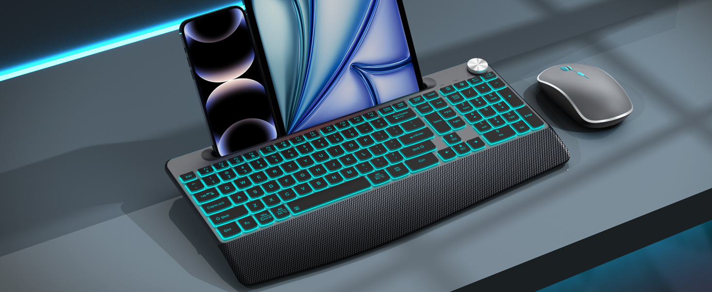 wireless keyboard with phone holder