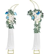 HeyMate Metal Arch Backdrop Stand, Gold Curved Top Wedding Arch Set of 2 (6.85 FT/6.5 FT) Half Mo...