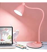 BOHON Cute Desk Lamp with USB Charging Port, Pink Lamp 3 Color Modes Dimmable Reading Lamp, Flexi...