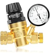 AOLINK RV Water Pressure Regulator Valve, Brass Lead-Free Adjustable Water Pressure Reducer with ...