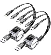 UZAHSK Multi Charging Cable 4ft 3 in 1 USB Retractable Phone Charger Cable with Type C/iOS/Micro ...