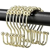Shower Curtain Hooks, OEH Shower Curtain Rings, Gold Shower Curtain Hooks Rust Proof, Smooth Glid...