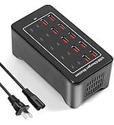 USB Charging Station, USB C Charger Block, 100W(20A) 20 Port Multiport USB Hub Desktop Fast Wall ...