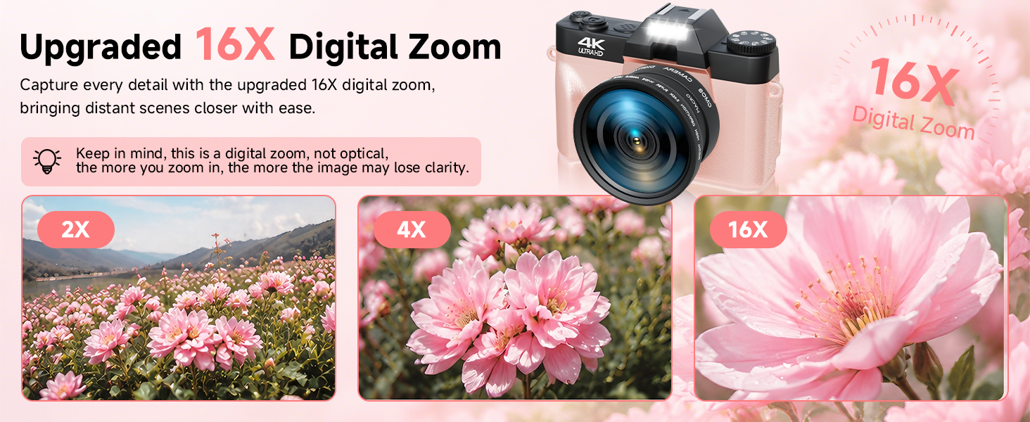 16X Digital Zoom,digital camera with flip screen,camera for beginners digital cameras travel camera