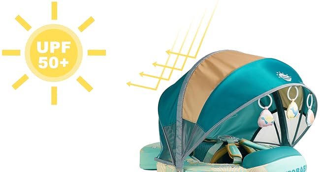 HECCEI Add Tail Newest Shell Mambobaby Baby Swim Float with Canopy