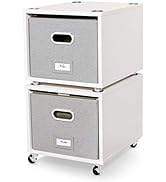 BIRDROCK HOME Rolling File Cabinet with 2 Lateral Drawers – Decorative Storage Shelf, Blankets, B...