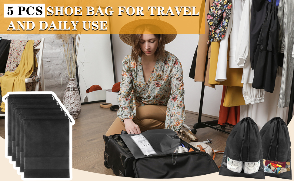 Shoe Bags for Travel Black