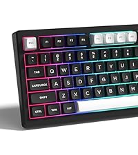 Womier Black Keycaps for Mechanical Keyboard, Shine Through Key caps PBT Custom Keycap Doubleshot, U...