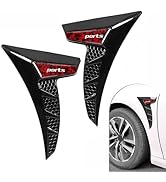 Arwrilt 2 PCS Car Fender Side Vents, TPU Shark Gill Side Air Flow Hole Grille with Sports Logo, C...