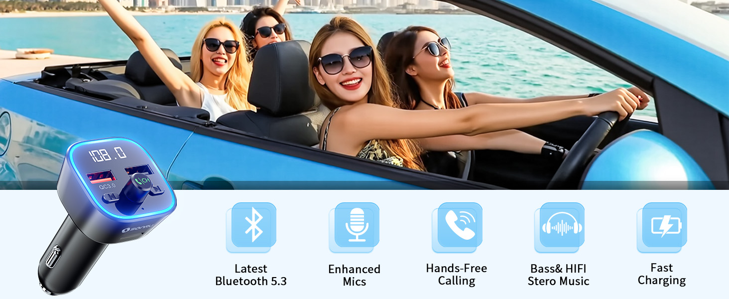 Bluetooth 5.3 FM Transmitter