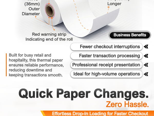 Square receipt paper rolls 2.25 x 55 feet high quality thermal coating