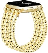 JR.DM Gold Beaded Bracelet Bands Women Compatible with Apple Watch 40mm 42mm(S10/11) 41mm 38mm Dr...