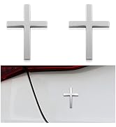DXNQ 2PCS Metal Jesus Christ Cross Badge Stickers, 2.5"×1.8" Alloy 3D Individual Car Cross Sticke...