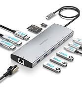 RSHTECH USB C Hub Docking Station Dual Monitor 12 in 1 Triple Display Multiport Adapter with 2 HD...