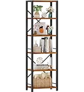 Furologee 6 Tier Tall Bookshelf, Industrial Narrow Bookcase, Display Standing Shelf Units, Metal ...