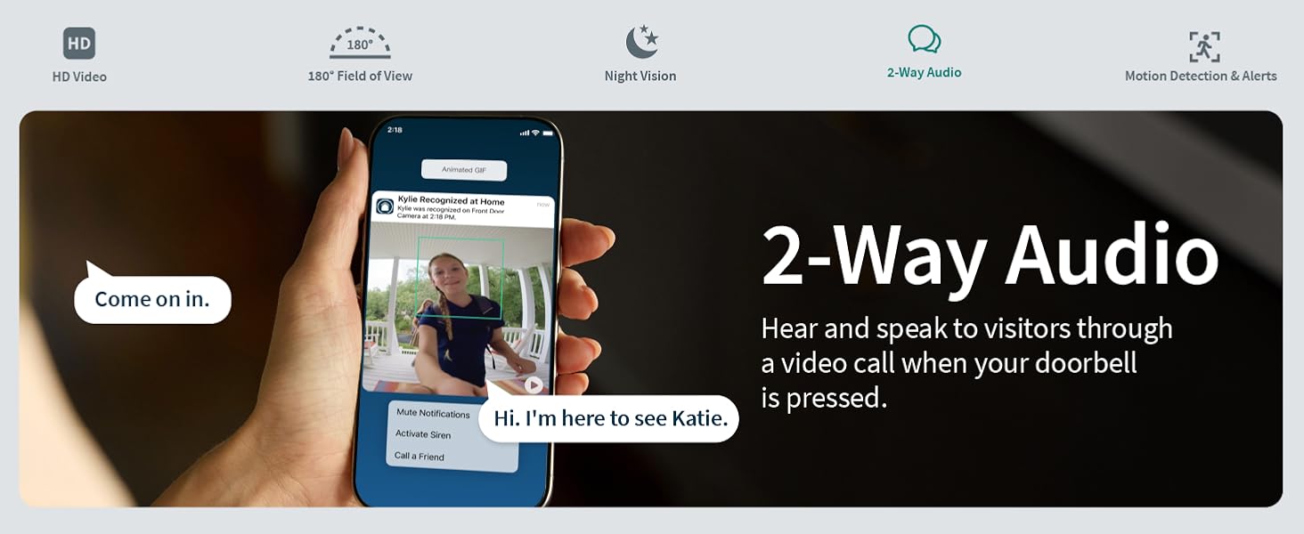 2 way audio hear and speak to visitor through your doorbell speaker
