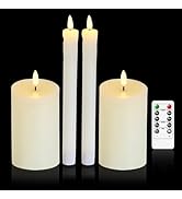 Hinabichan Real Wax LED Flameless Candles with Remote Timer, 4 Pcs Ivory Battery Operated Window ...