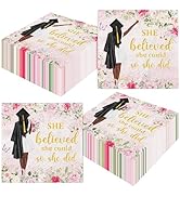 50Pcs Pink Graduation Napkins 2026 for Black Girls Women, She Believed She Could So She Did Napki...