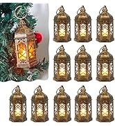 Reperla Mini Lantern Decorative, 12Pcs Small Lanterns with LED Candle, Ramadan Decorations, Hangi...